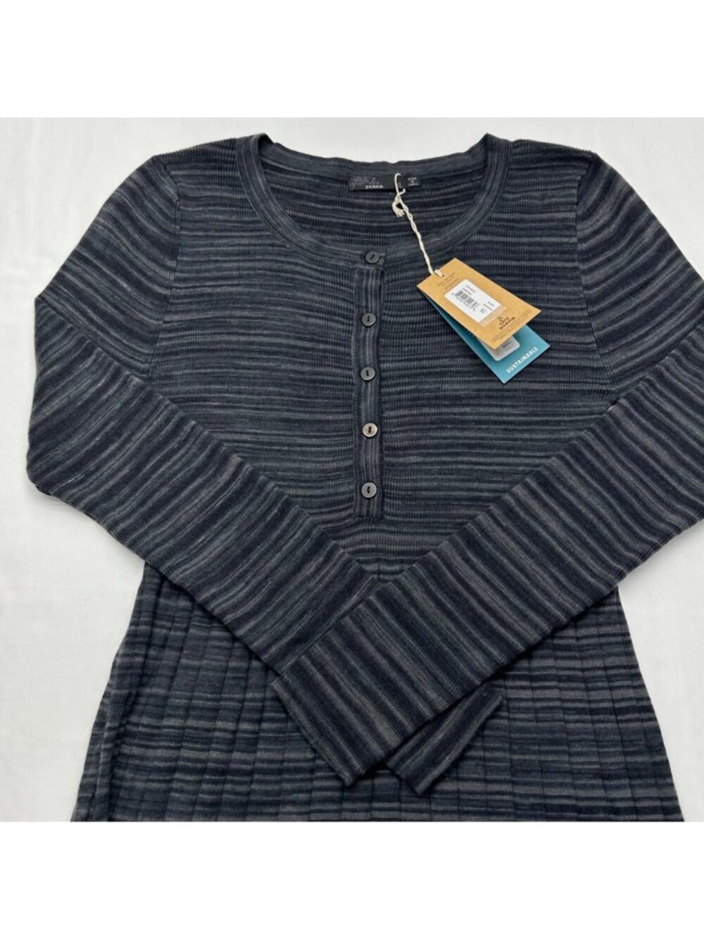 Prana Leandra Dress NWT Women's XL Black/Gray Button Front Placket - Picture 5 of 16